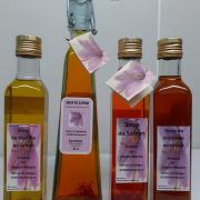 Sirop de safran 25 cl 6€ ou 30 cl 7 €,  Sirop de mirabelle ou menthe 25 cl  3,50 €